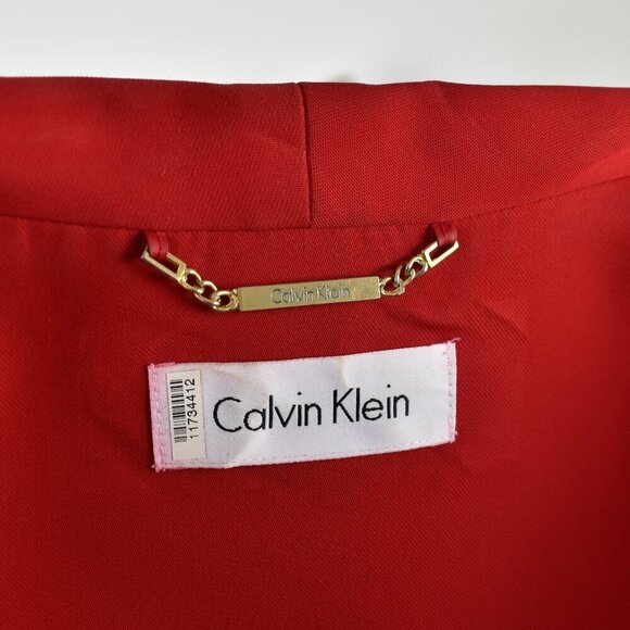 Calvin Klein Open Front Red Blazer Jacket - Picture 7 of 7